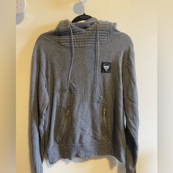 Gray, long sleeve, drawstring sweater - Picture 1 of 2